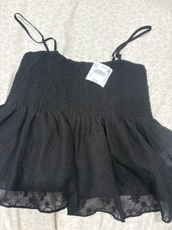 American Eagle Outfitters Tops - American Eagle Outfitters Black Smocked Eyelet Cami